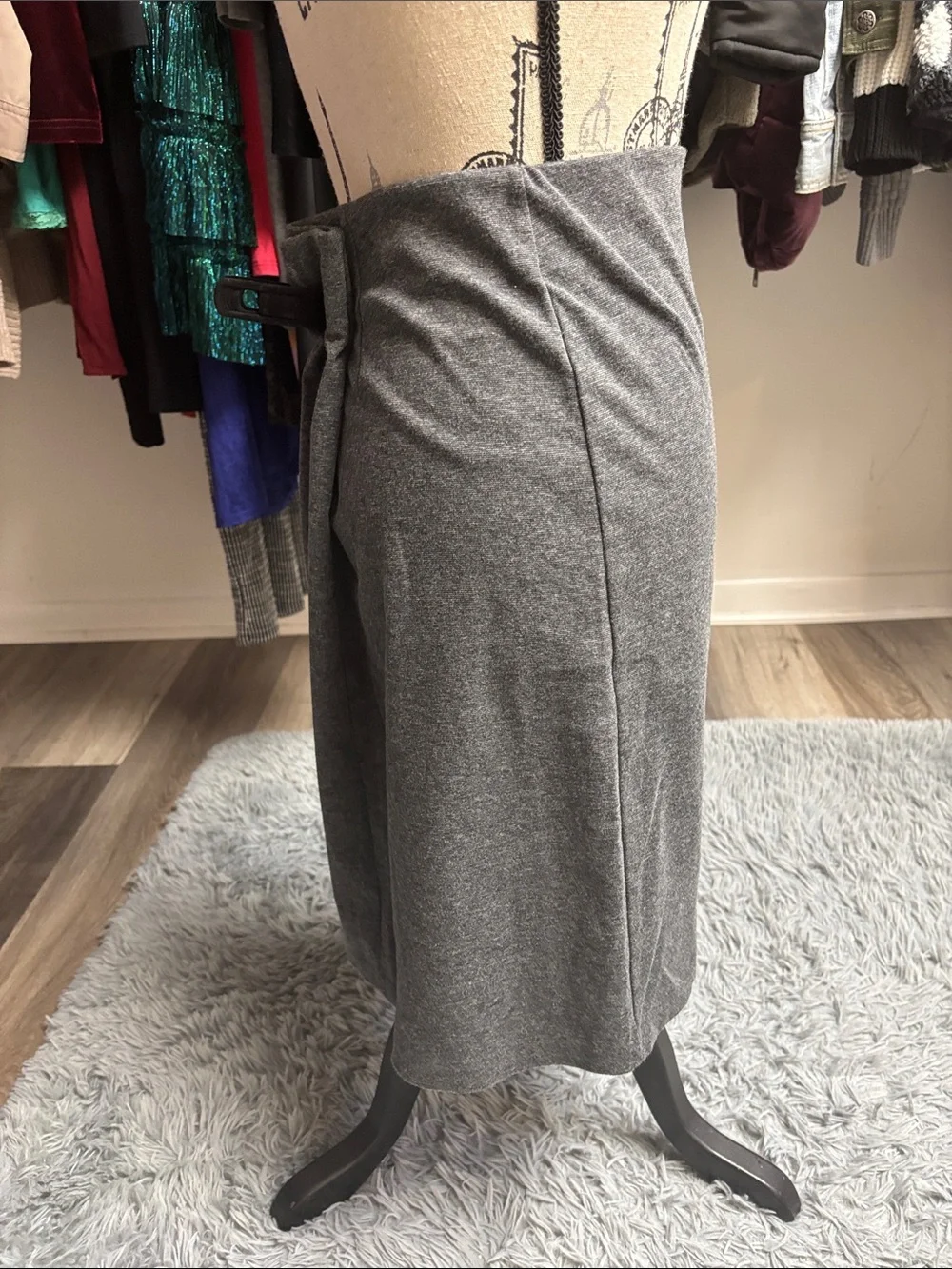 Dark Heather Gray Ponte-Knit Pencil Skirt